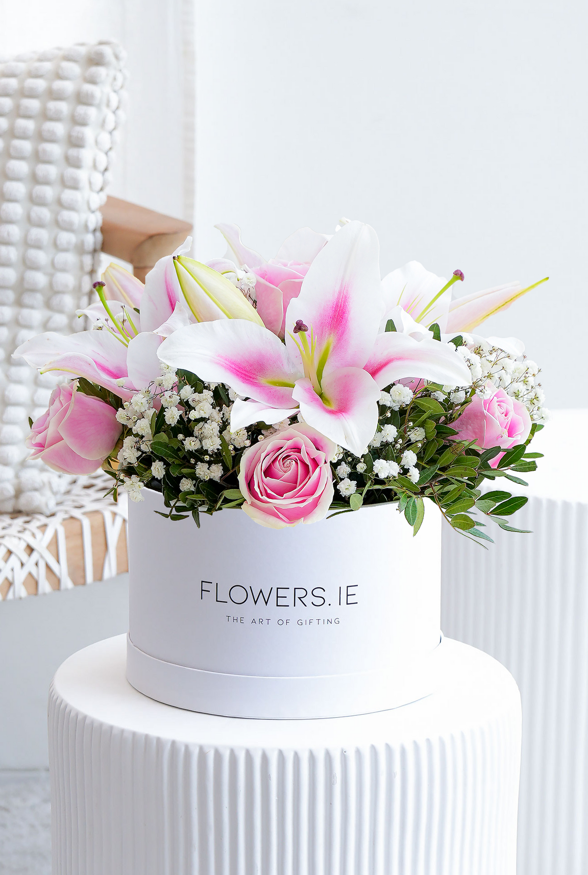 Pink Roses and Pink Lily - Hatbox