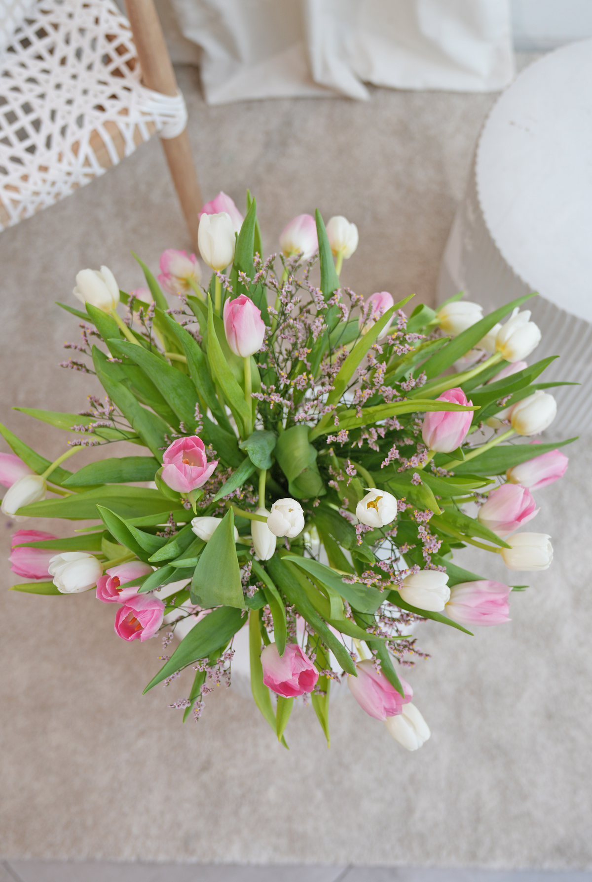 Luxury Pink and White Tulips - Vase