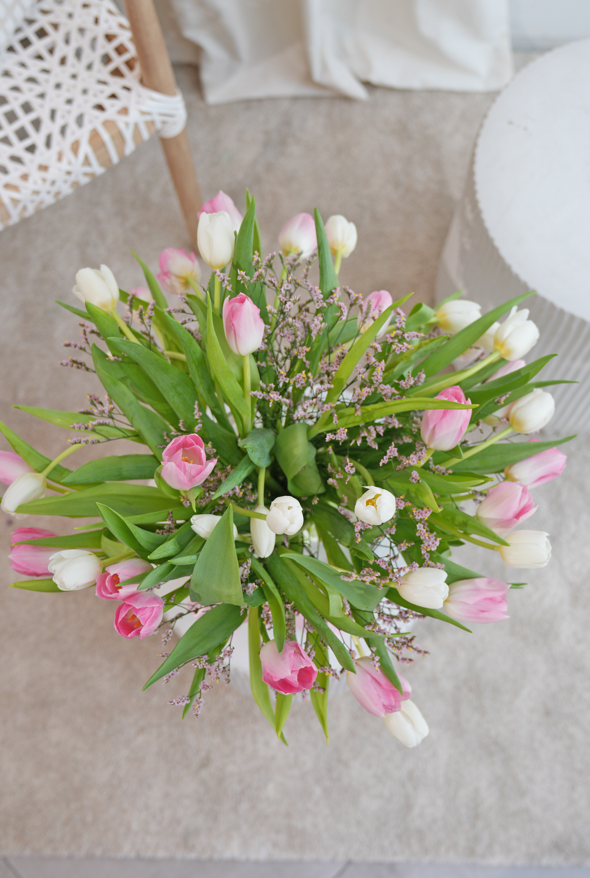 Valentine Pink and White Tulips - Vase