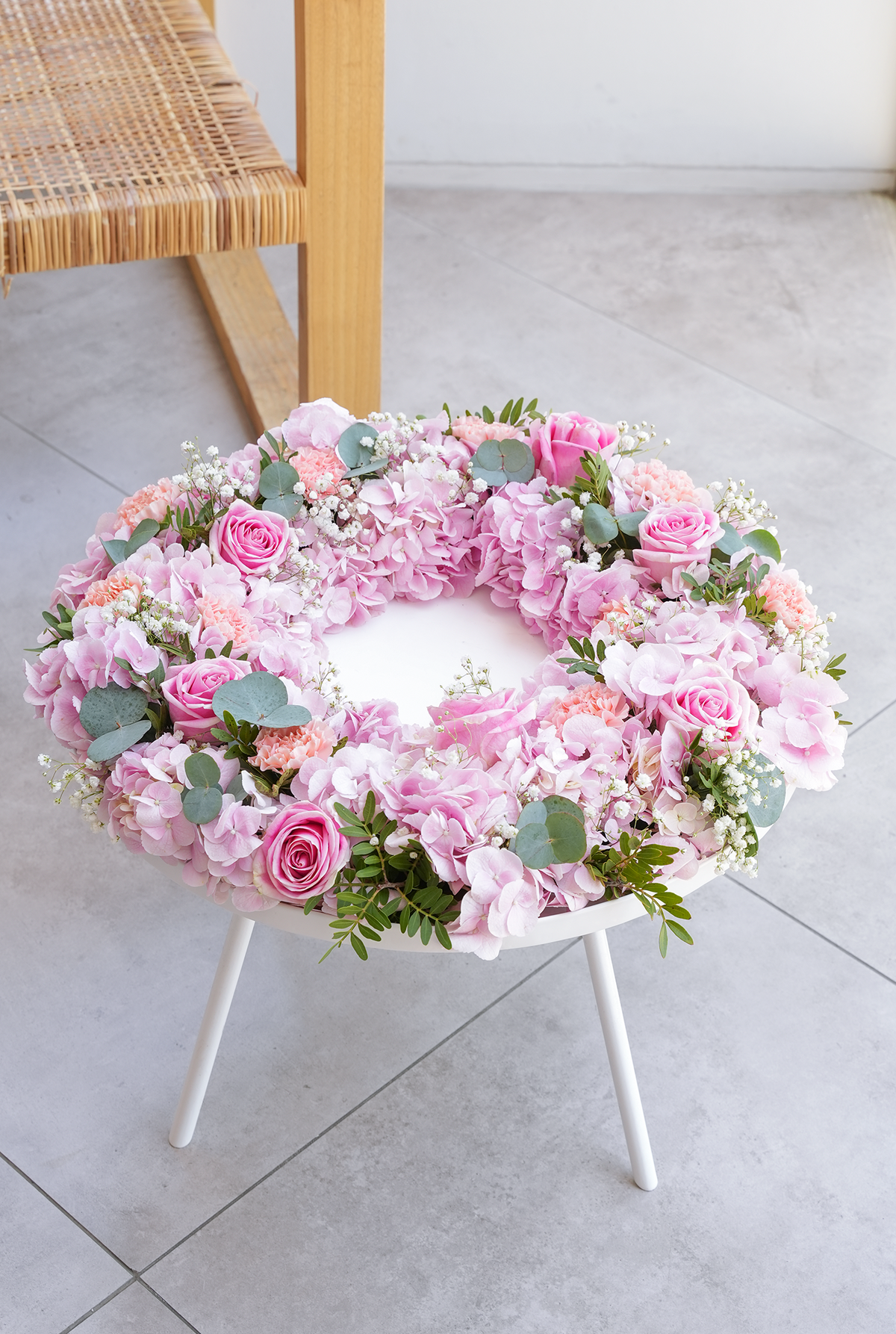 Pretty Pink Funeral Wreath