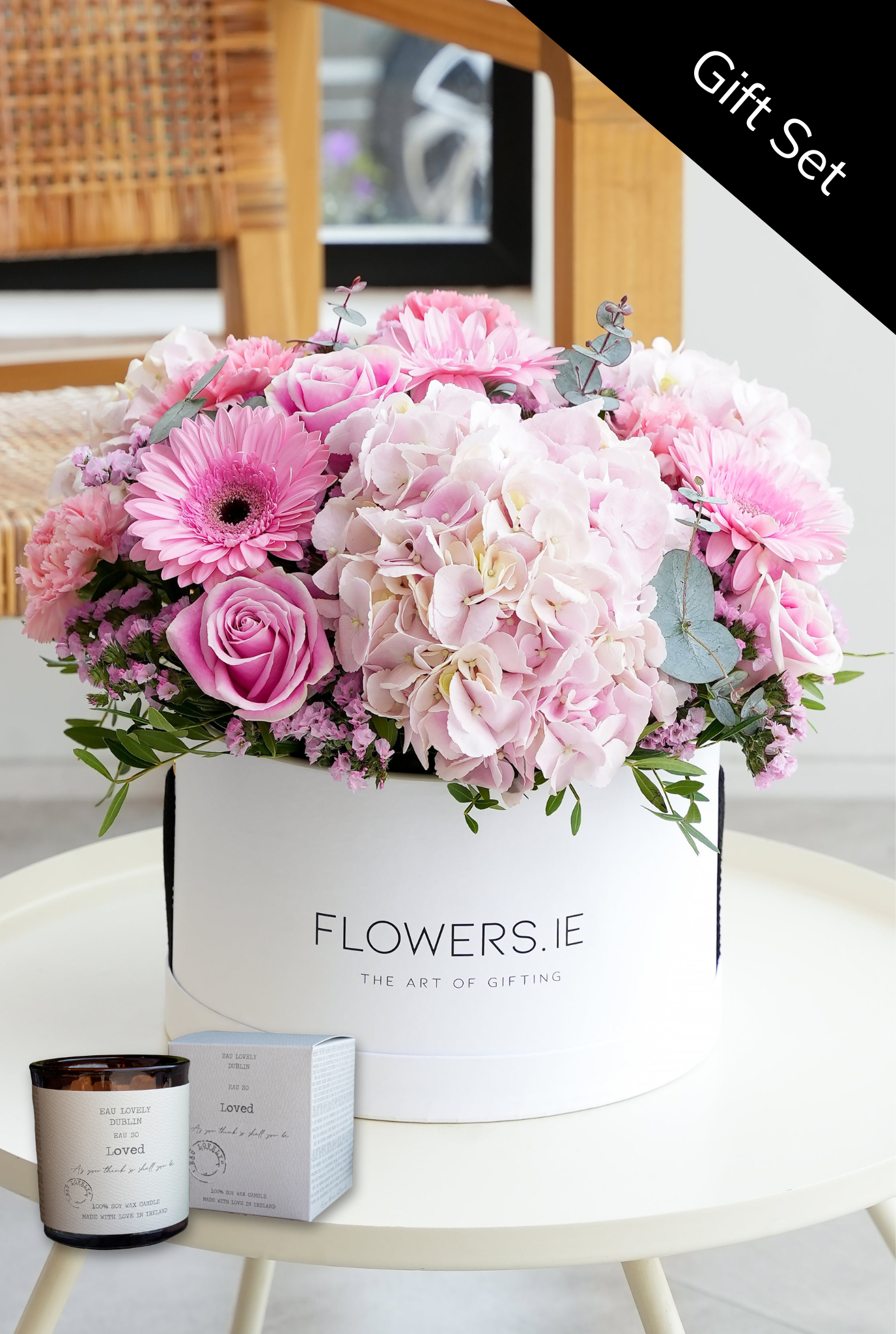 Pretty Pink Hatbox Flowers.ie