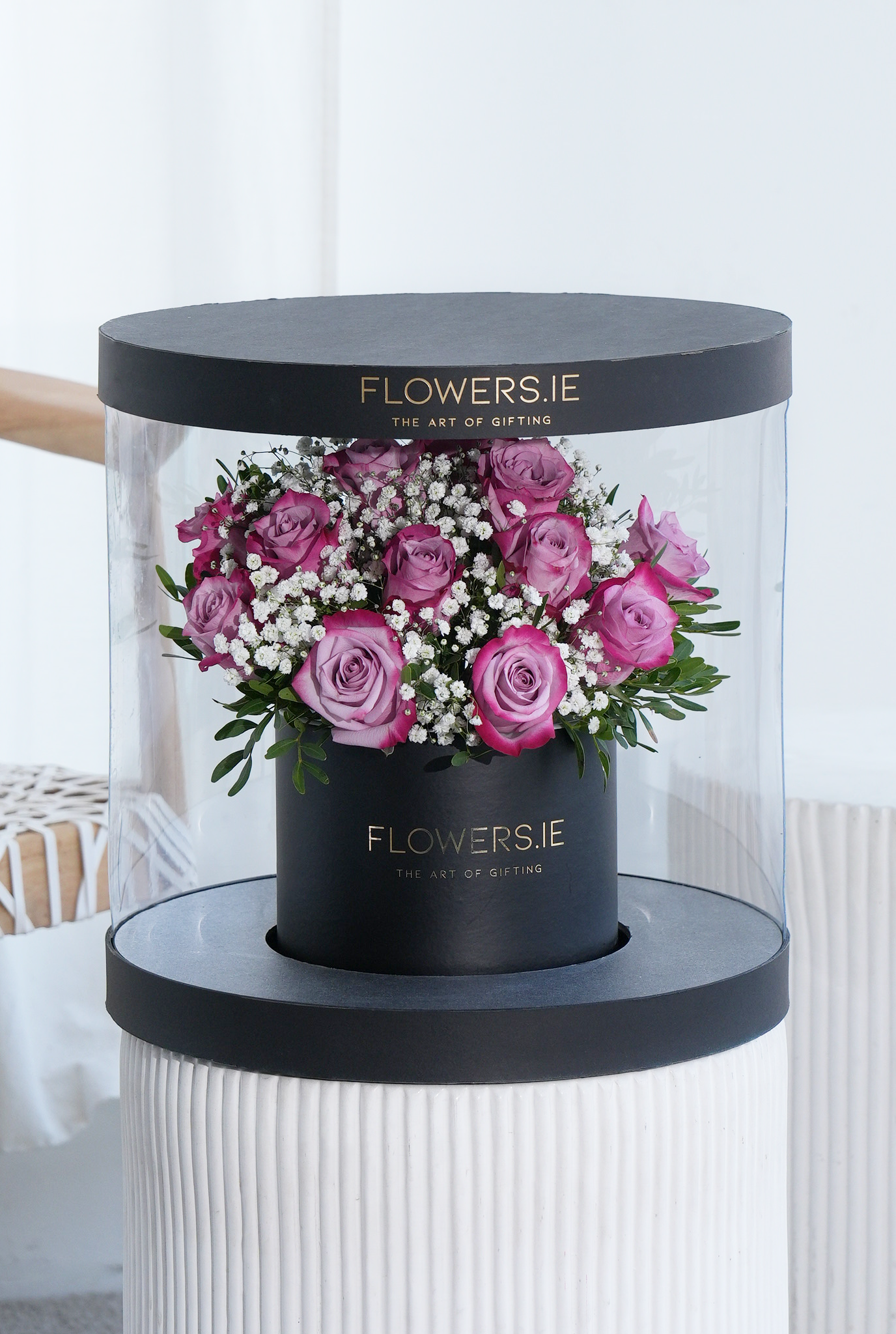 Purple Roses Premium Premium Purple Rose - Hatbox | Premium Rose Delivery– Flowers.ie