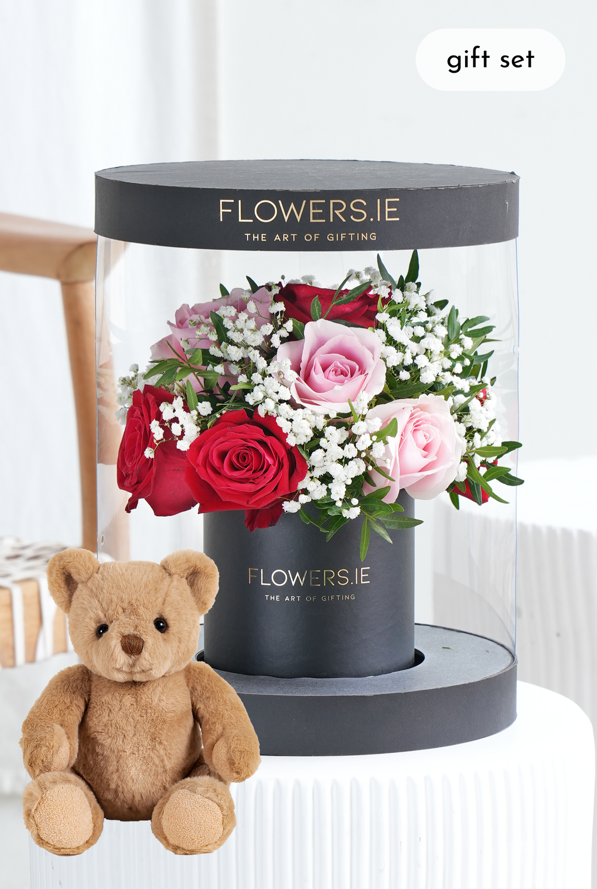 Valentine Premium Red and Pink Rose - Hatbox