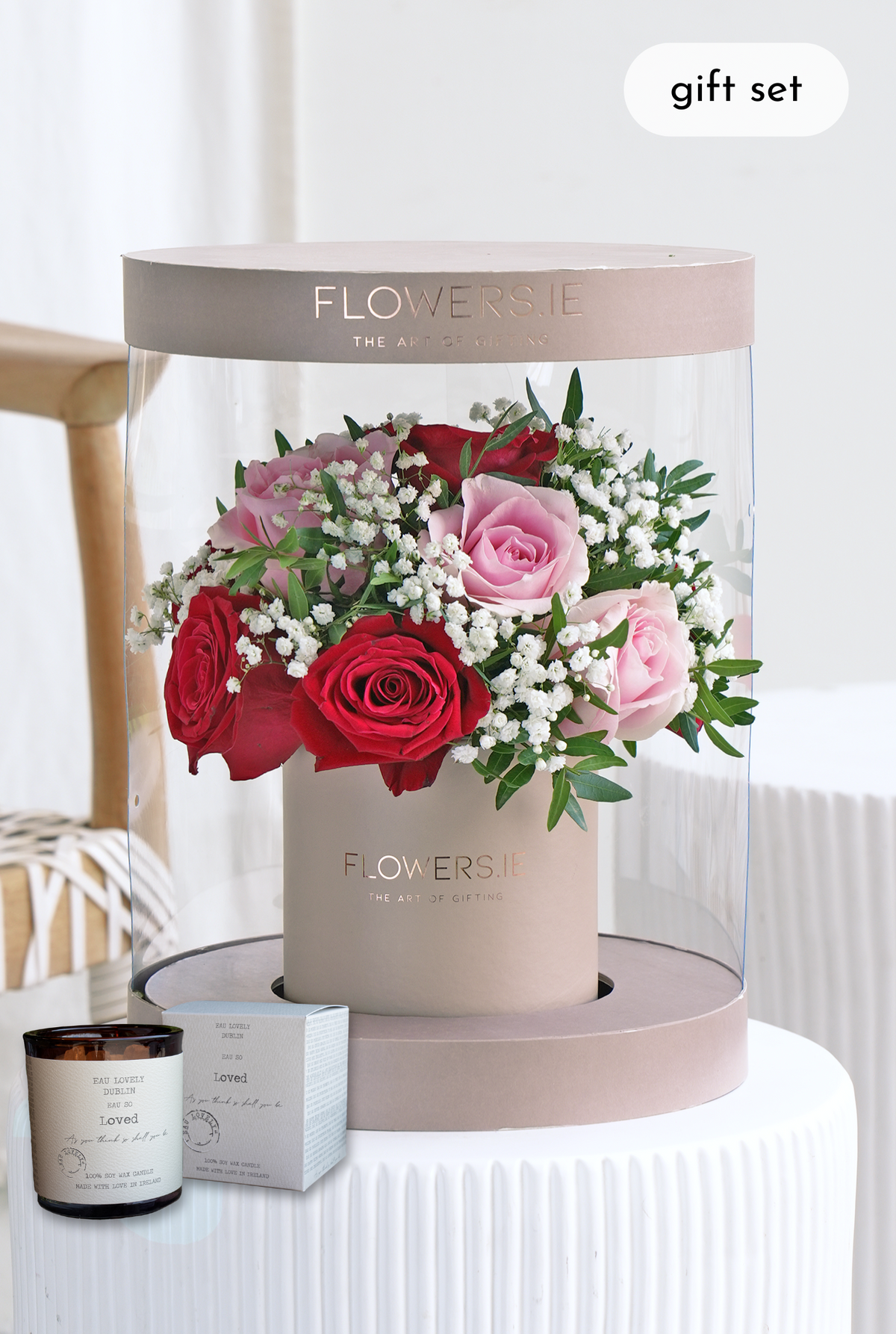 Valentine Premium Red and Pink Rose - Hatbox