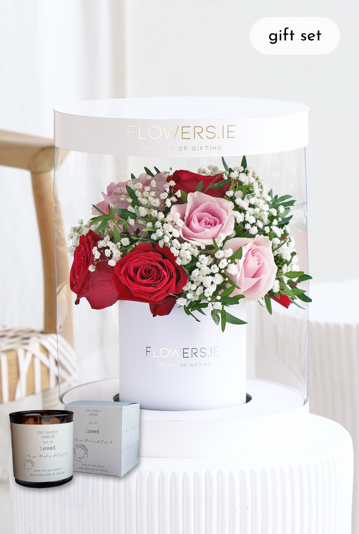 Valentine Premium Red and Pink Rose - Hatbox