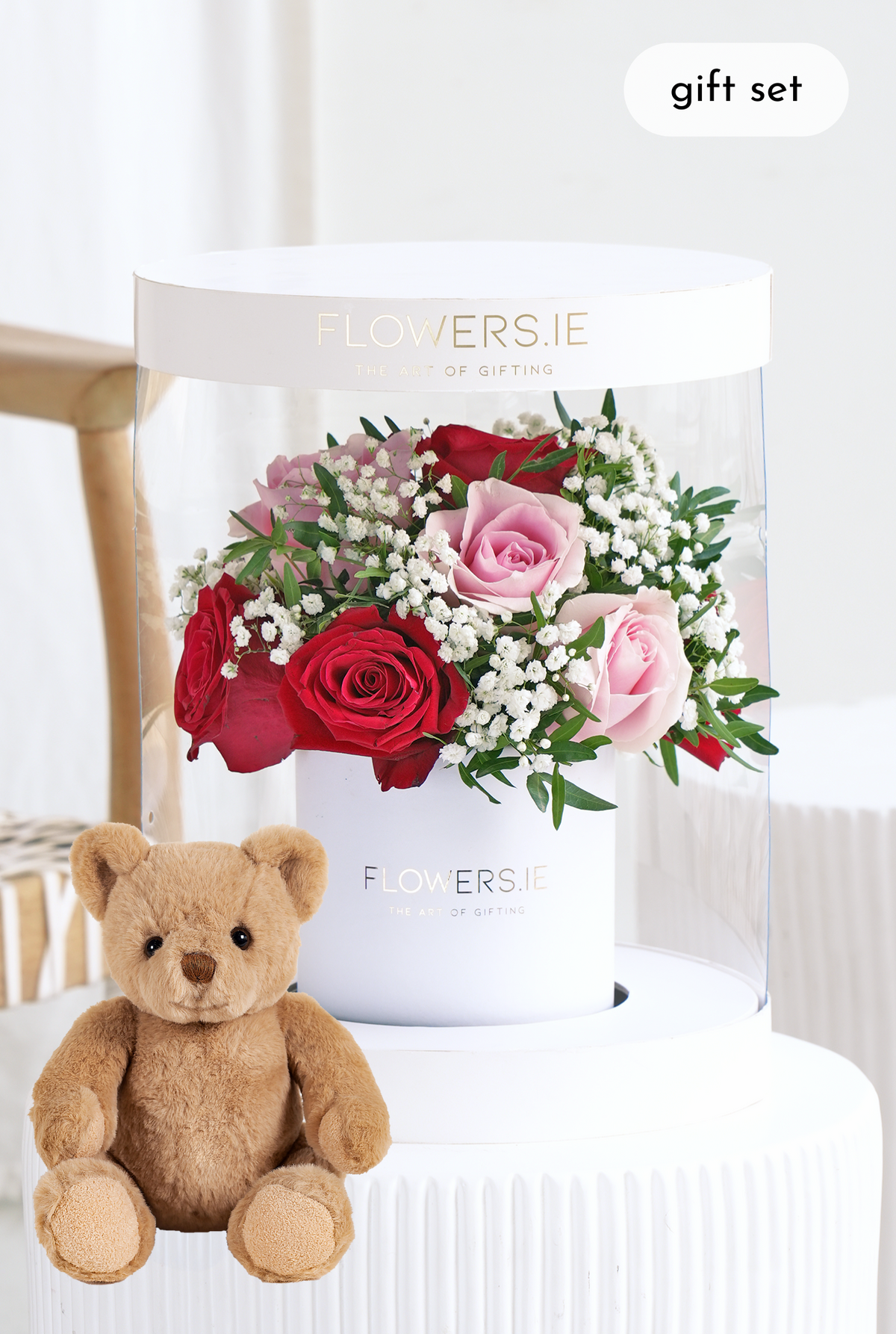 Valentine Premium Red and Pink Rose - Hatbox