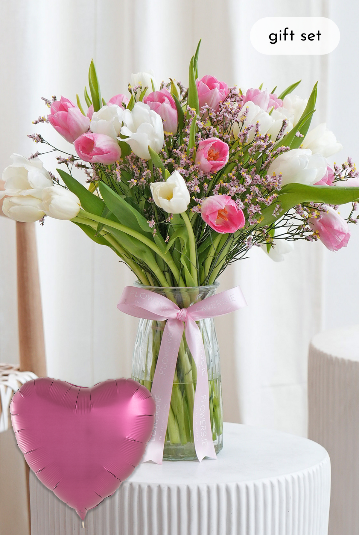 Luxury Pink and White Tulips - Vase