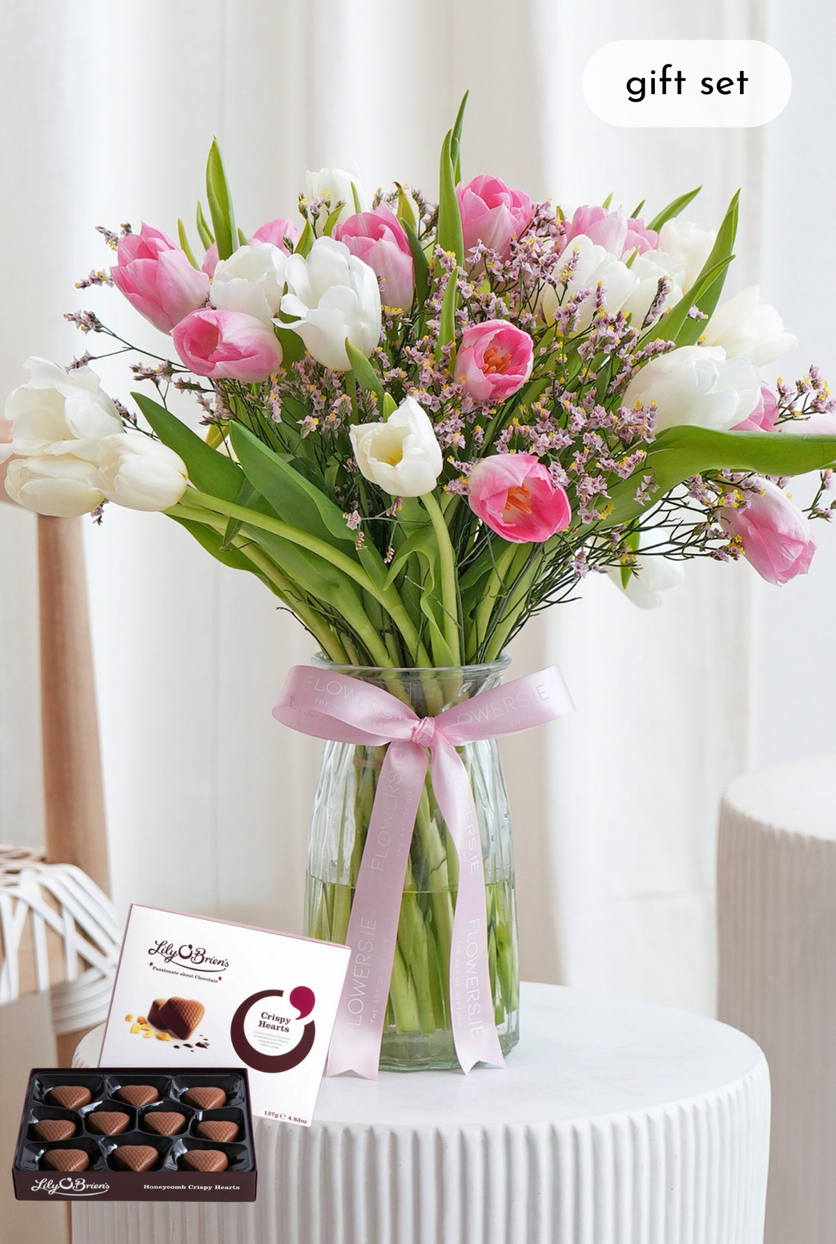 Luxury Pink and White Tulips - Vase