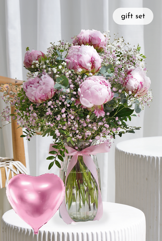 Luxury Pink Peony - Vase Gift Set