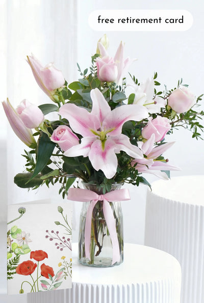 Pink Roses and Pink Lily - Vase