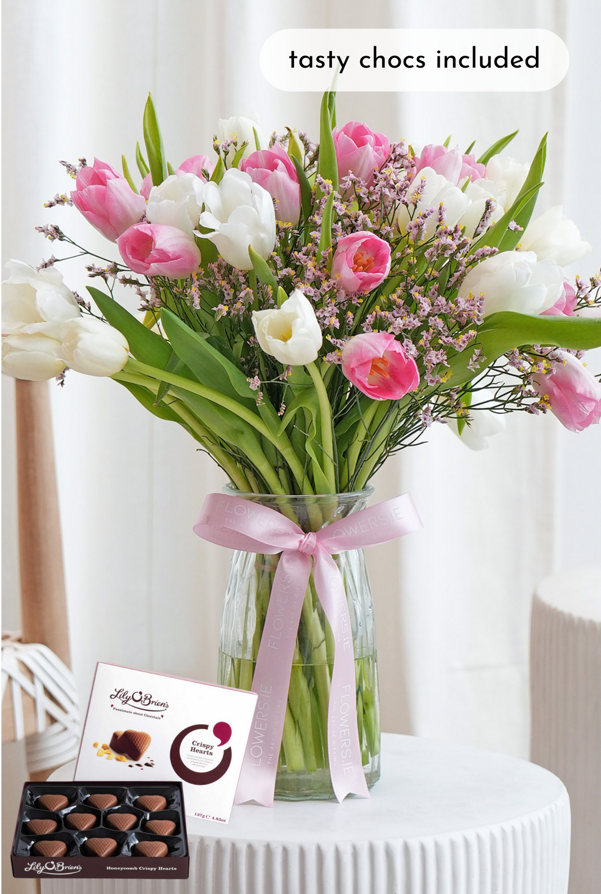 Luxury Pink and White Tulips - Vase