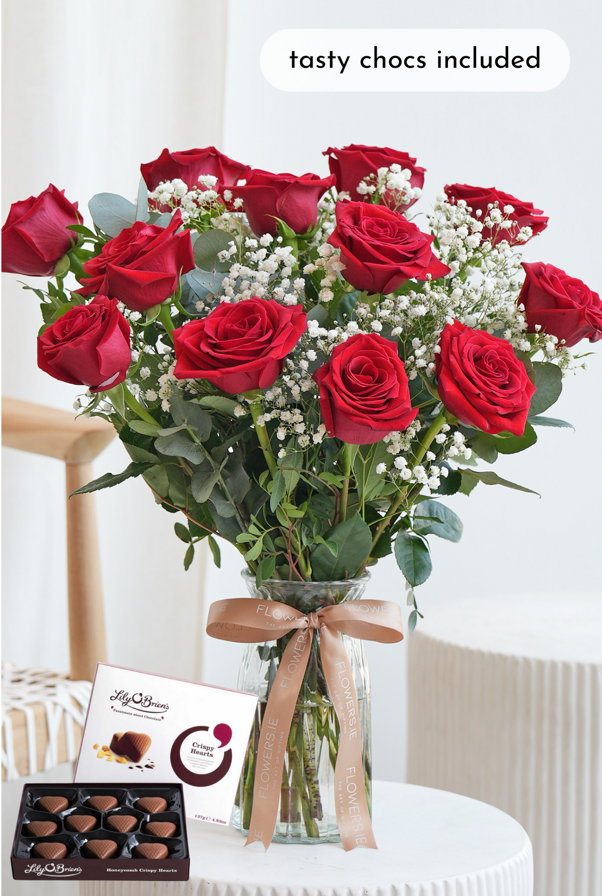 Valentine 12 Luxury Red Roses - Vase