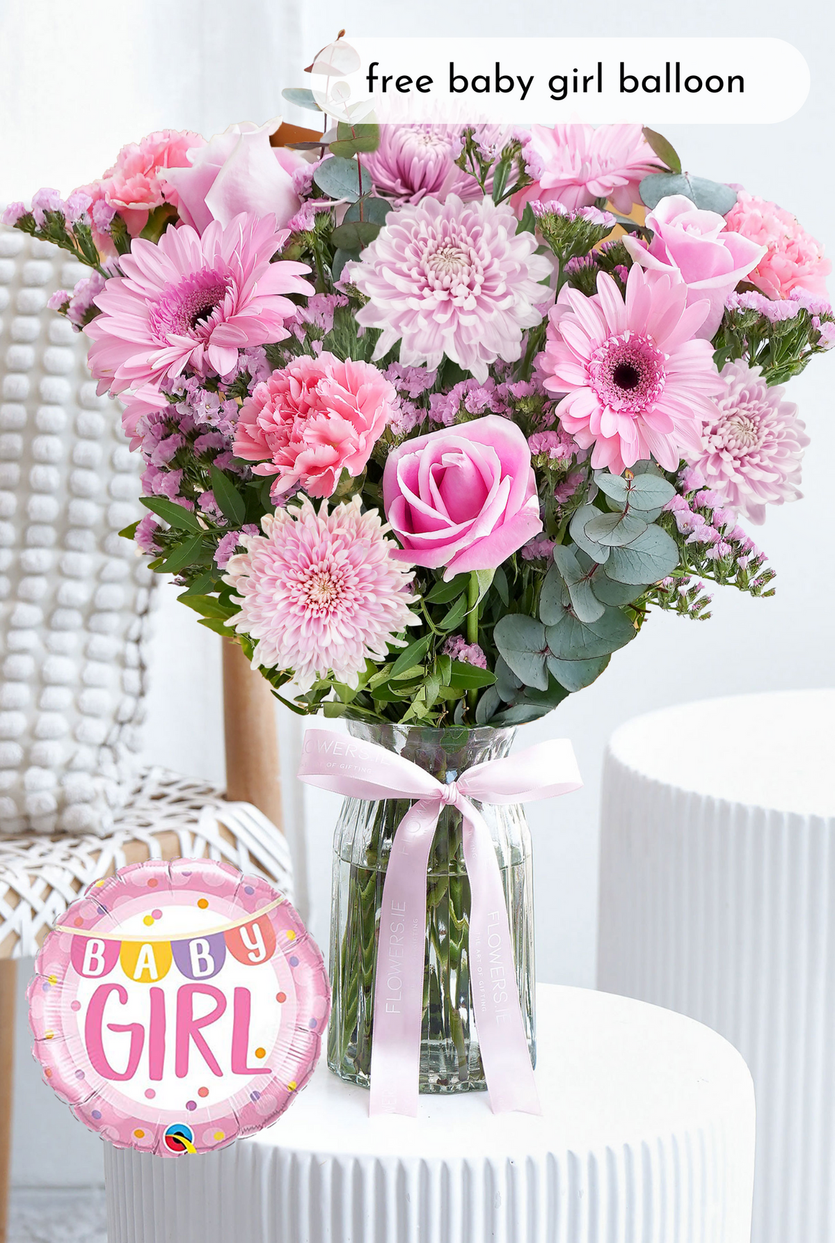 New Baby Girl Pink Delight - Vase