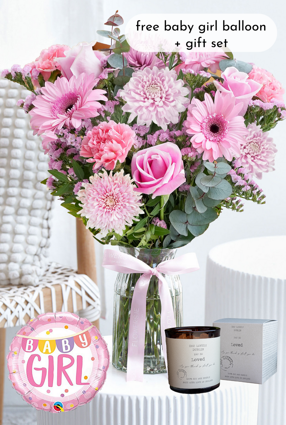 New Baby Girl Pink Delight - Vase