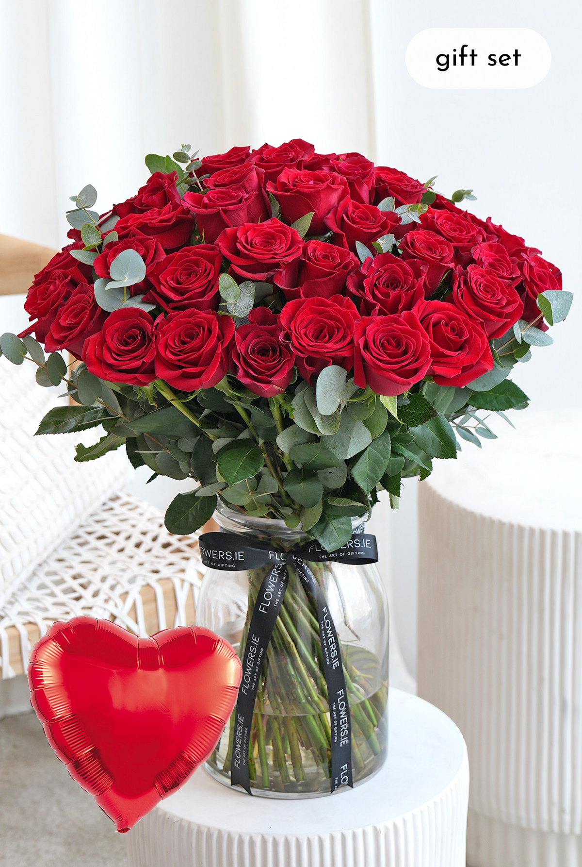 Valentine 50 Red Roses Supreme - Vase