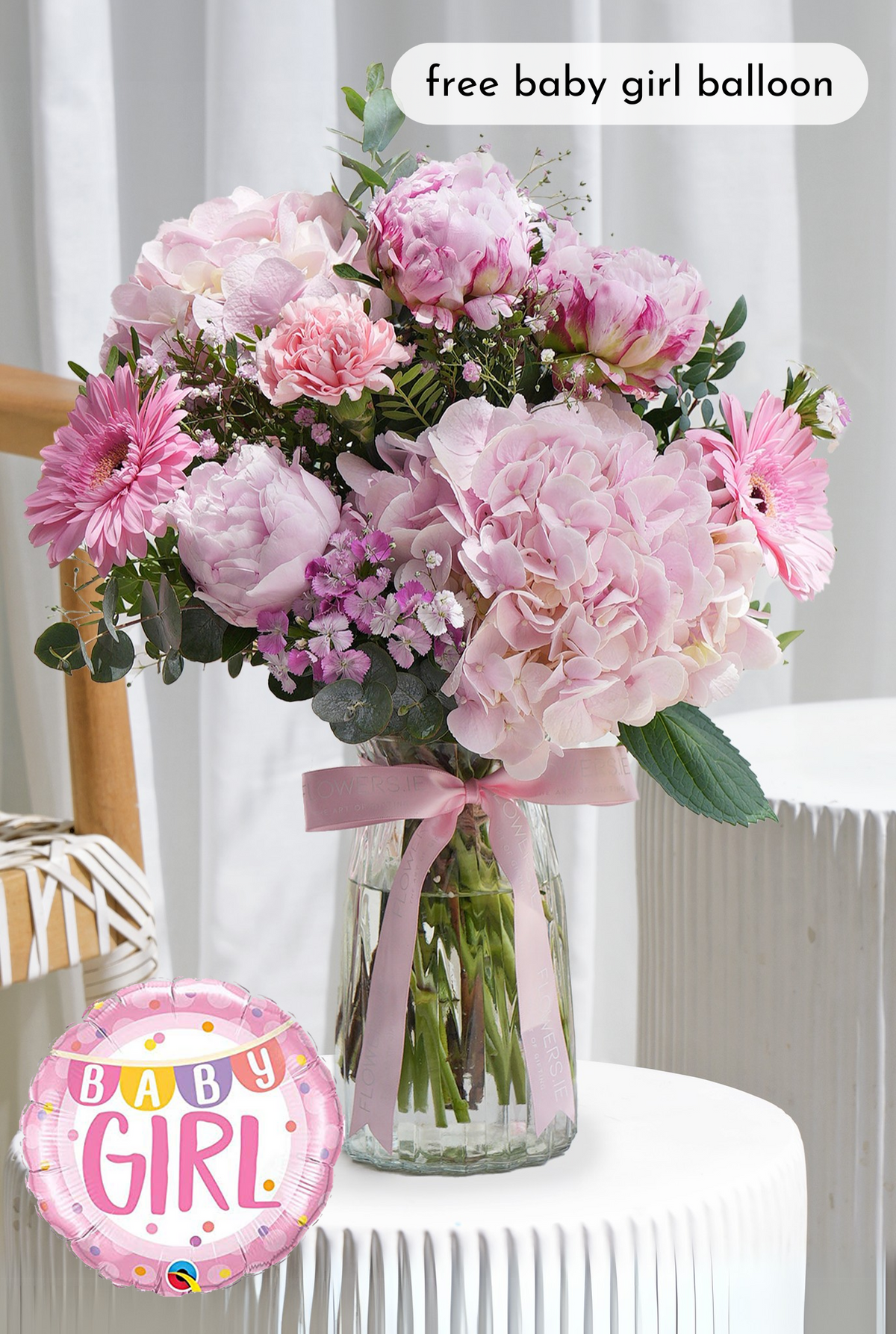 New Baby Girl Peony Pretty Pink - Vase