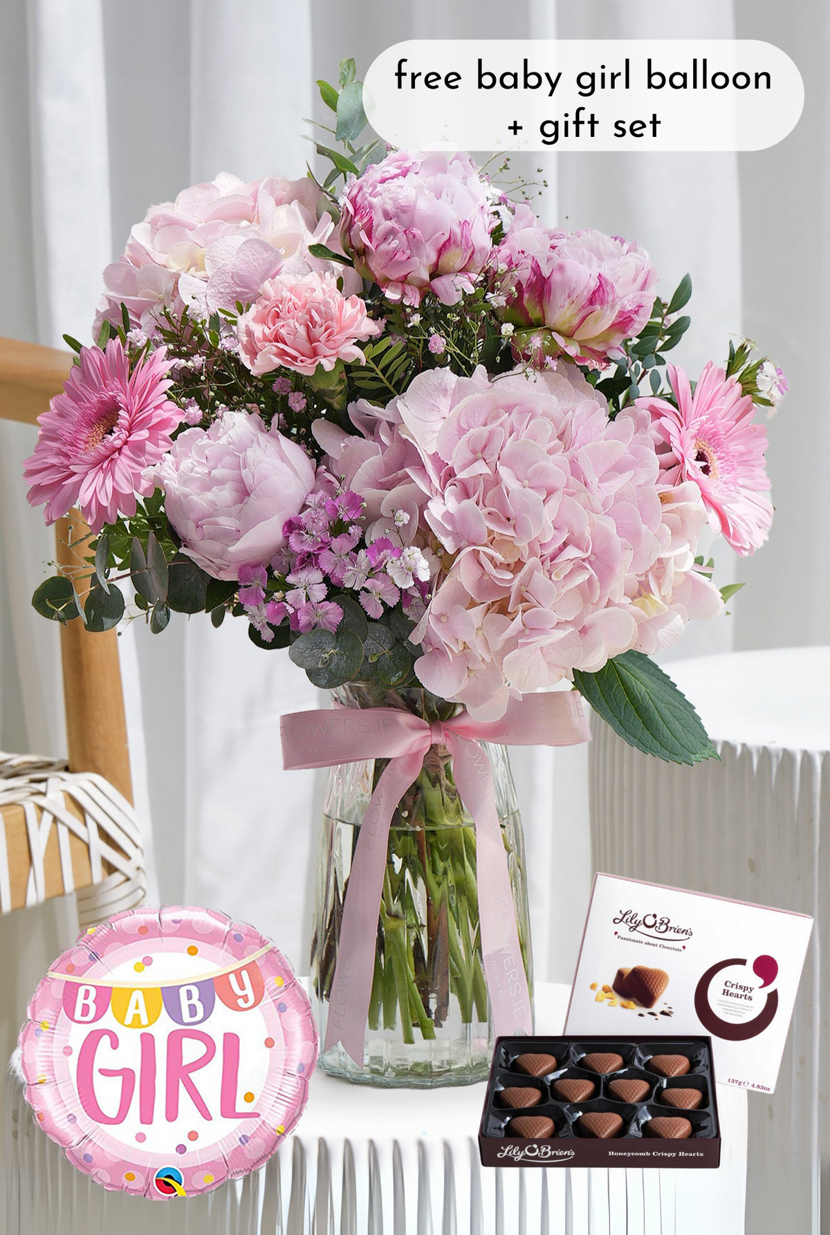 New Baby Girl Peony Pretty Pink - Vase