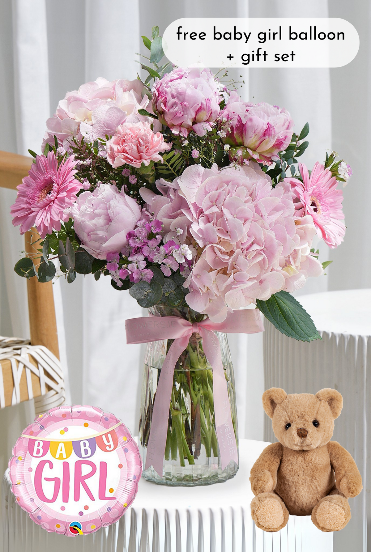 New Baby Girl Peony Pretty Pink - Vase