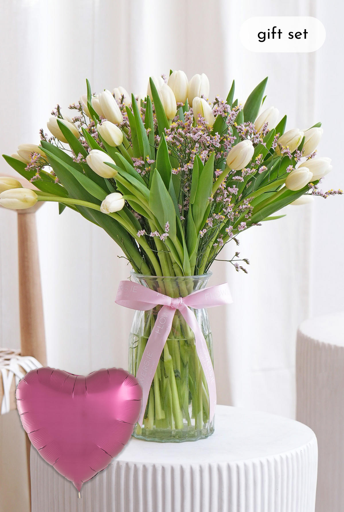 Women&#39;s Day Luxury White Tulips - Vase