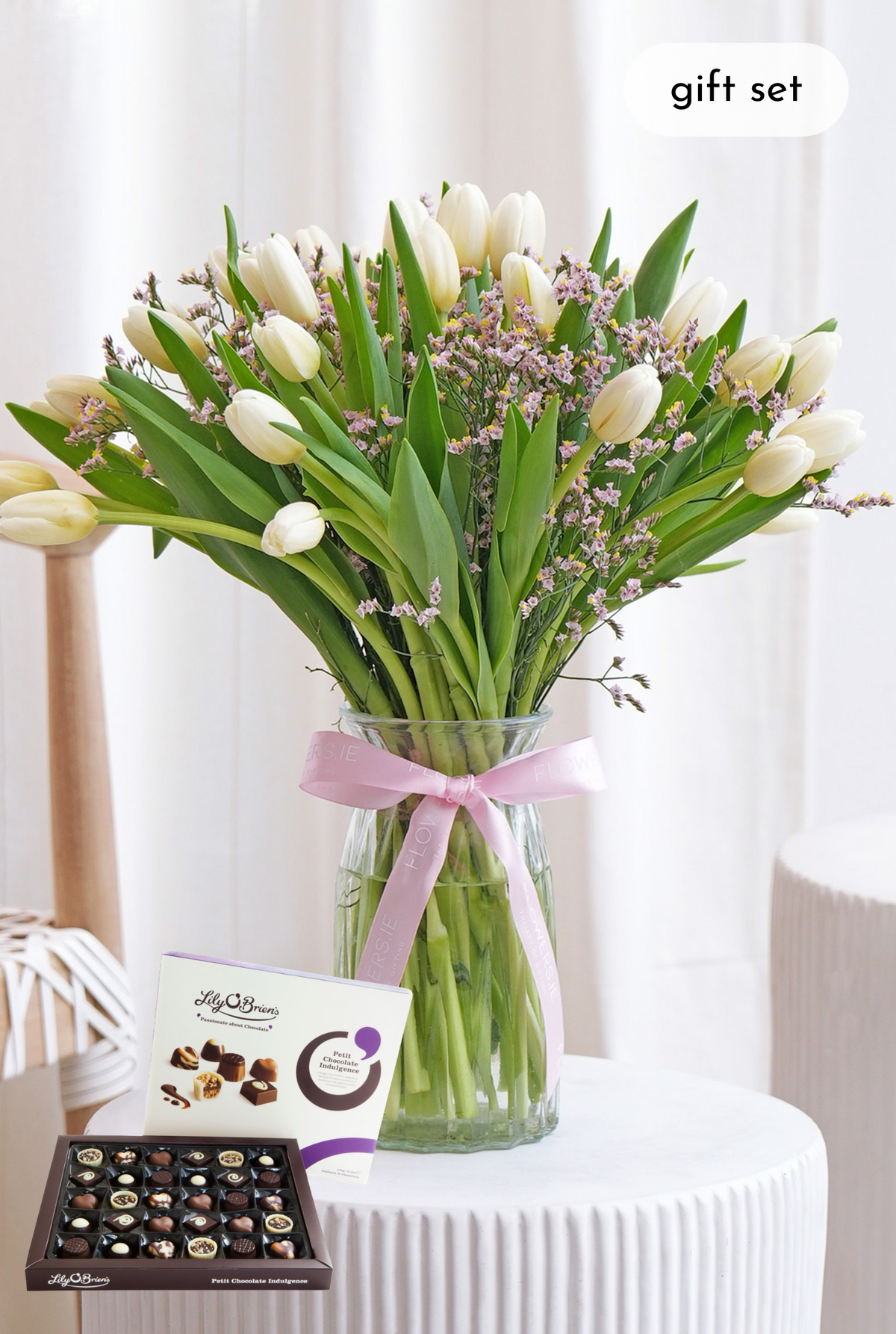 Women&#39;s Day Luxury White Tulips - Vase