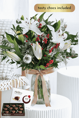 White Scented Lily Christmas - Vase