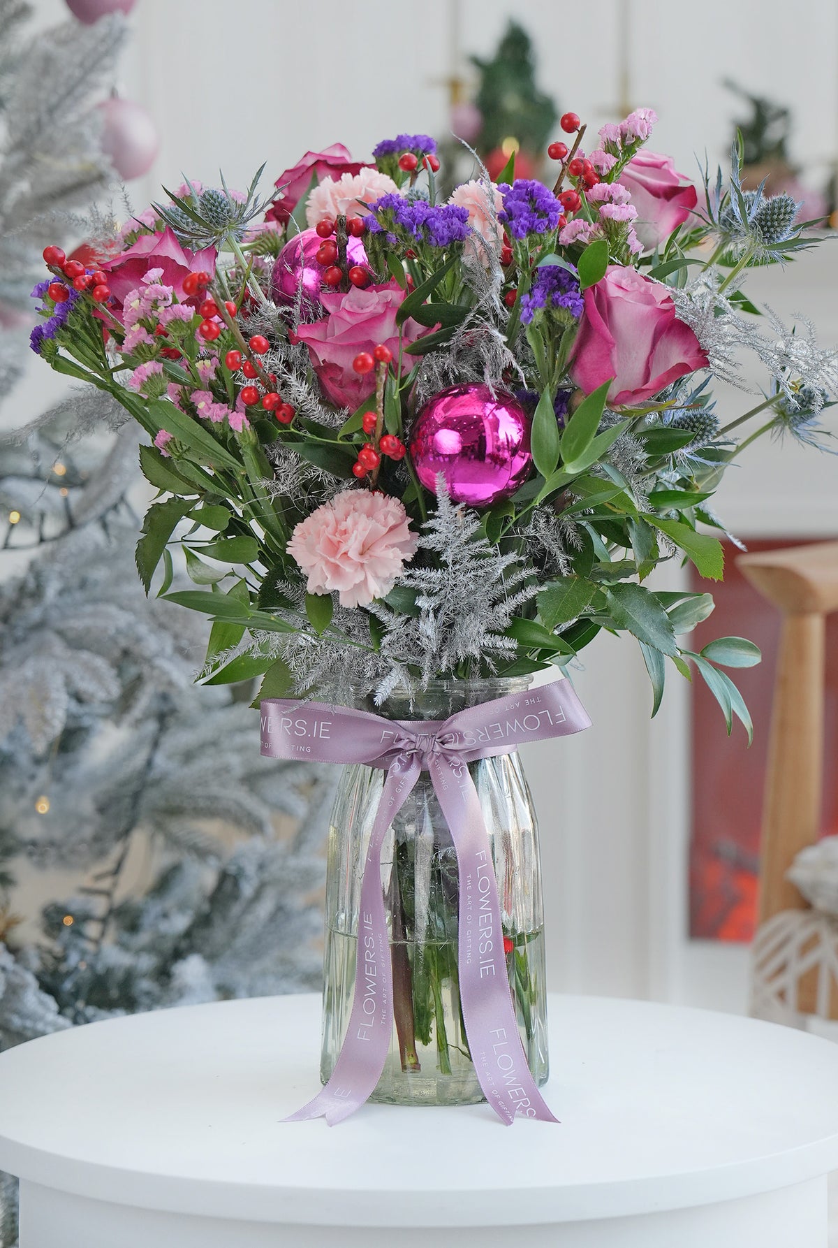 Lavender Floral Christmas Vase