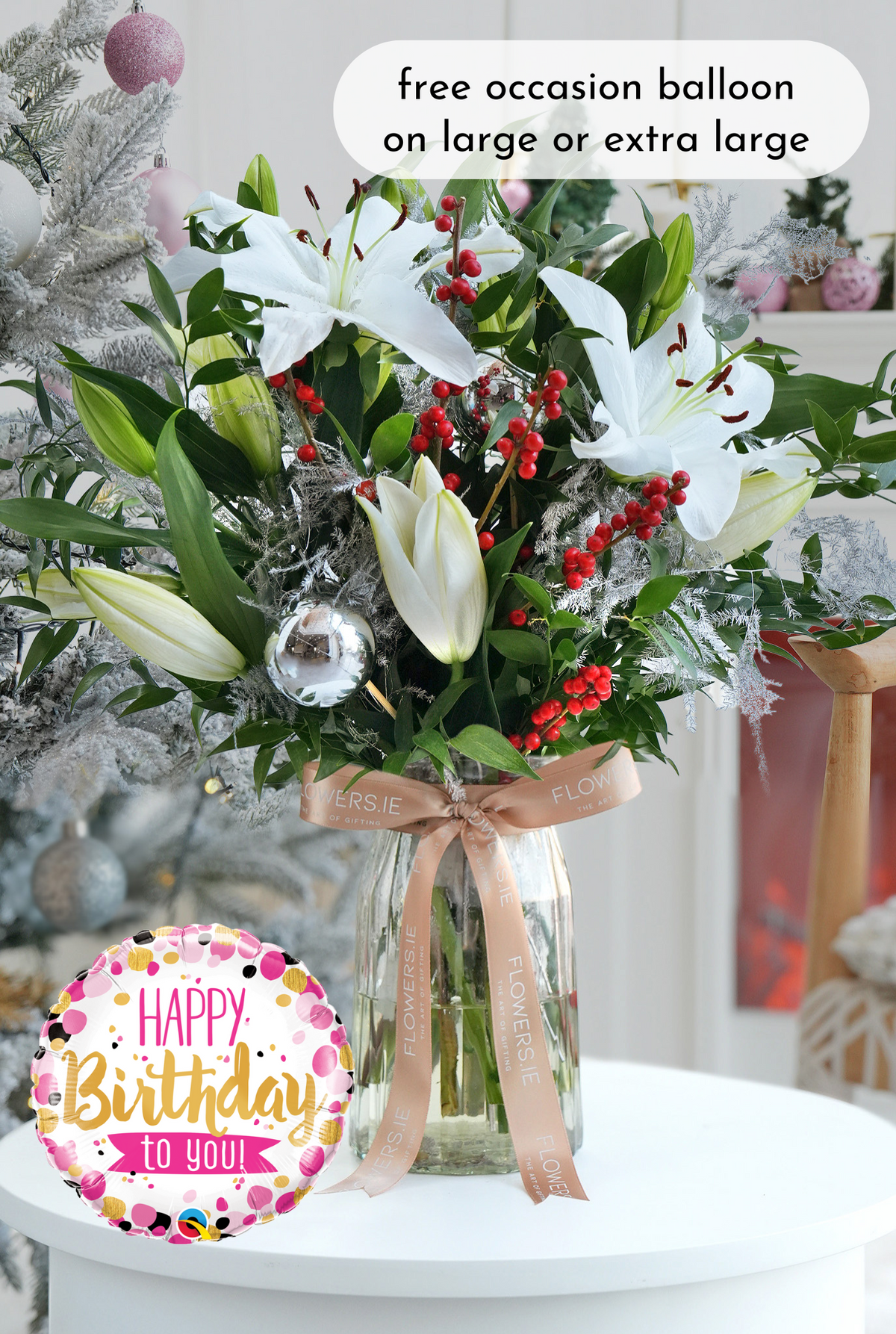 Birthday White Scented Lily Christmas - Vase