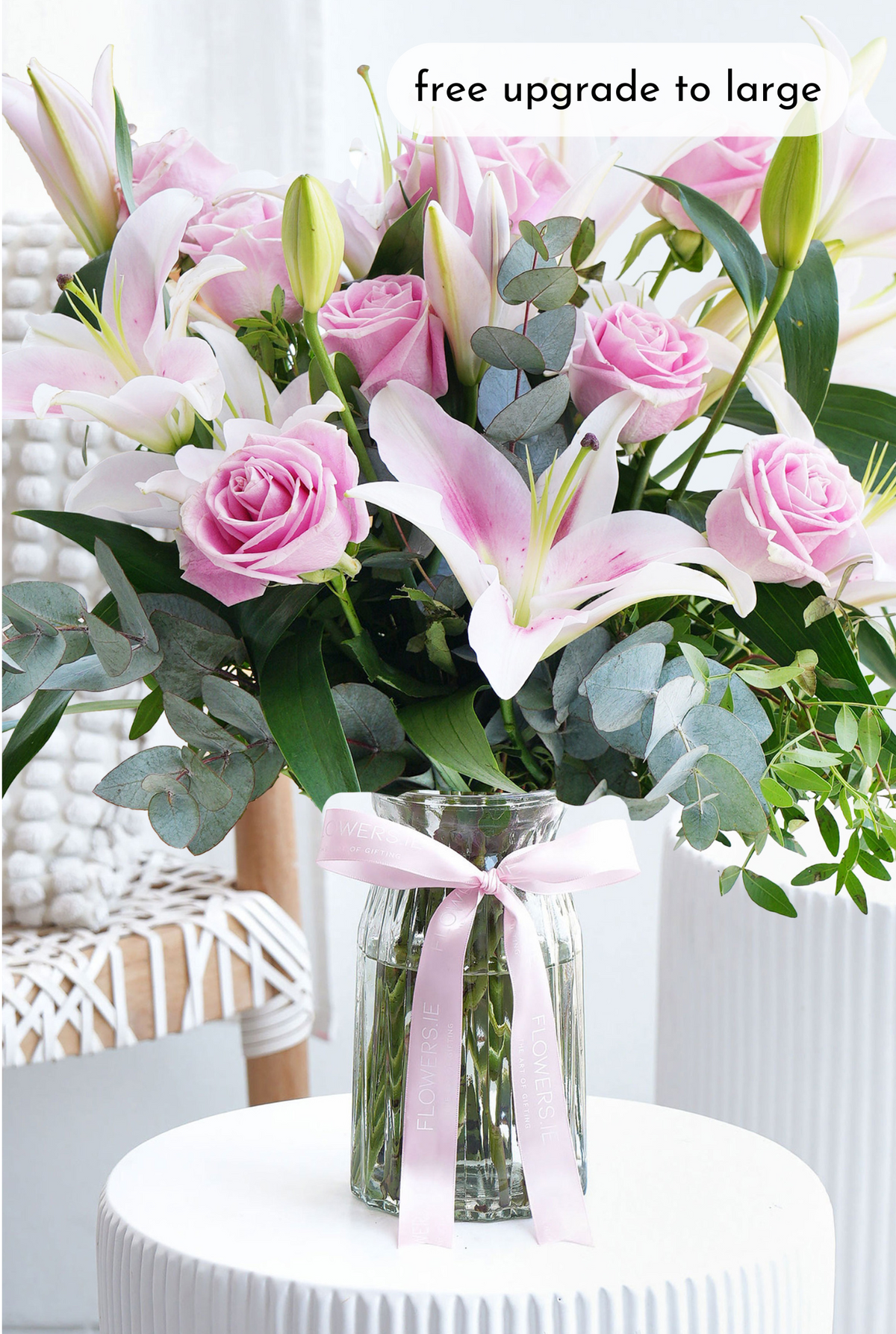 Pink Roses and Pink Lily - Vase