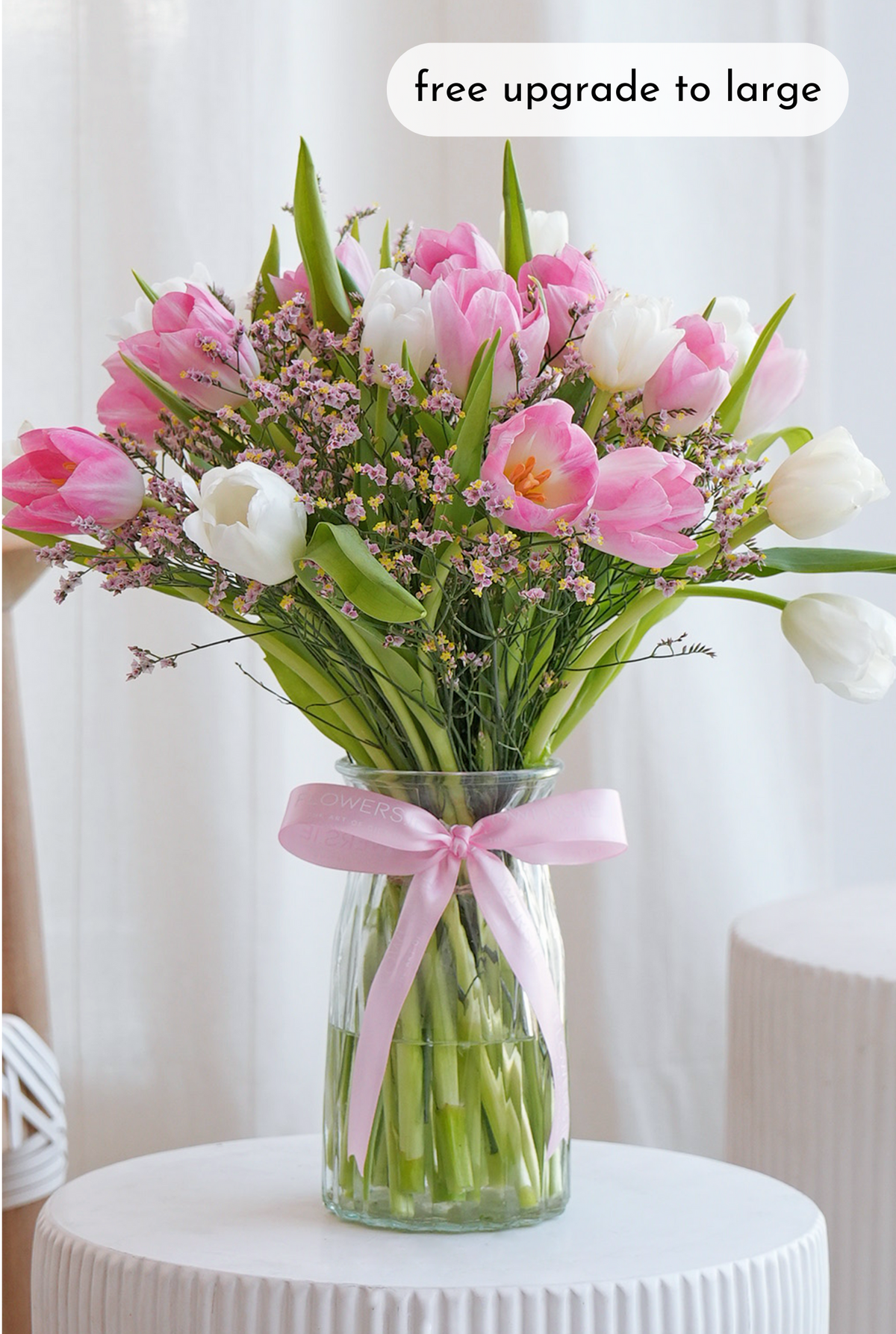 Luxury Pink and White Tulips - Vase