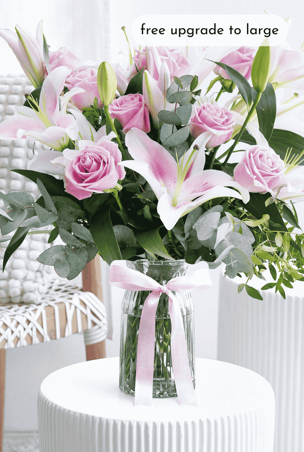 Mother's Day Pink Roses and Pink Lily - Vase