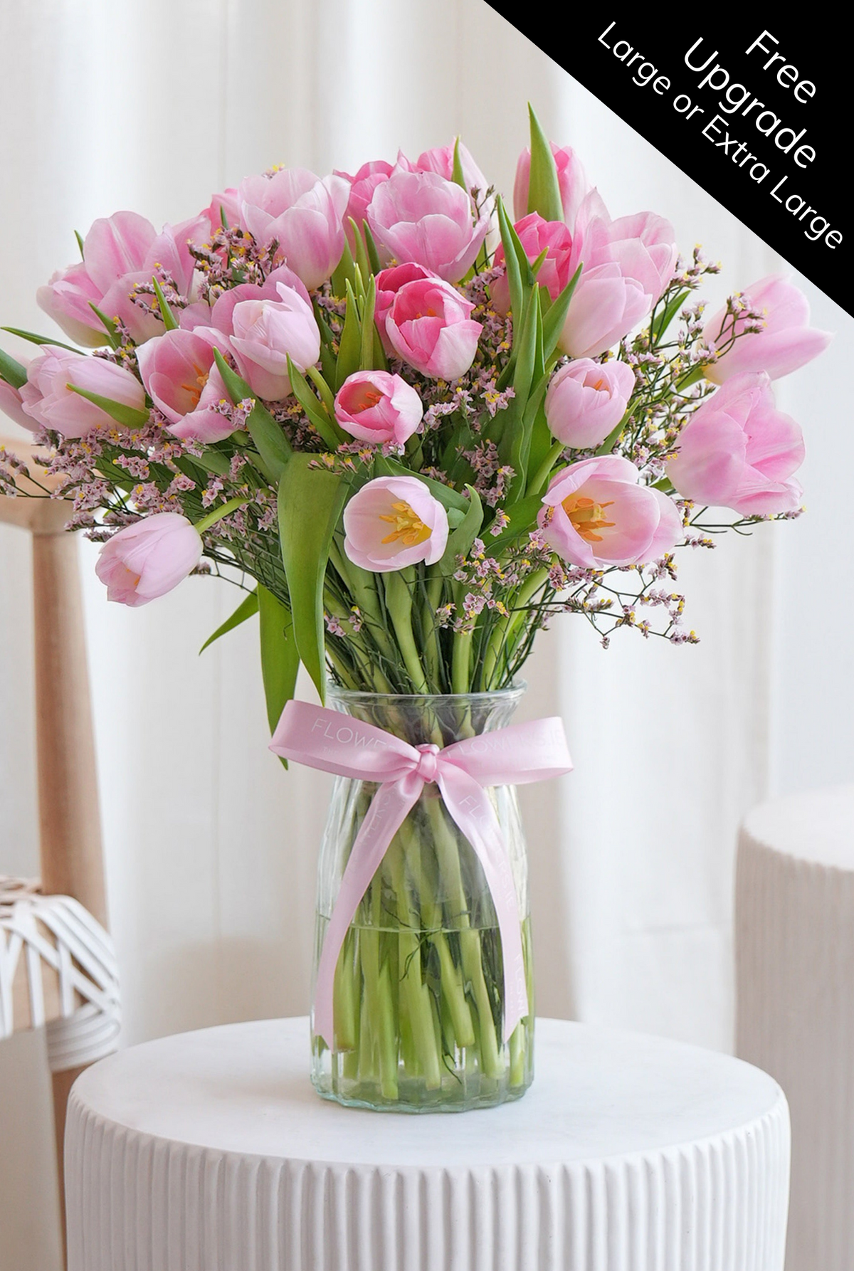 Mother&#39;s Day Luxury Pink Tulips - Vase (Free Upgrade To Large Or Extra Large)