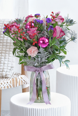 Lavender Floral Christmas Vase