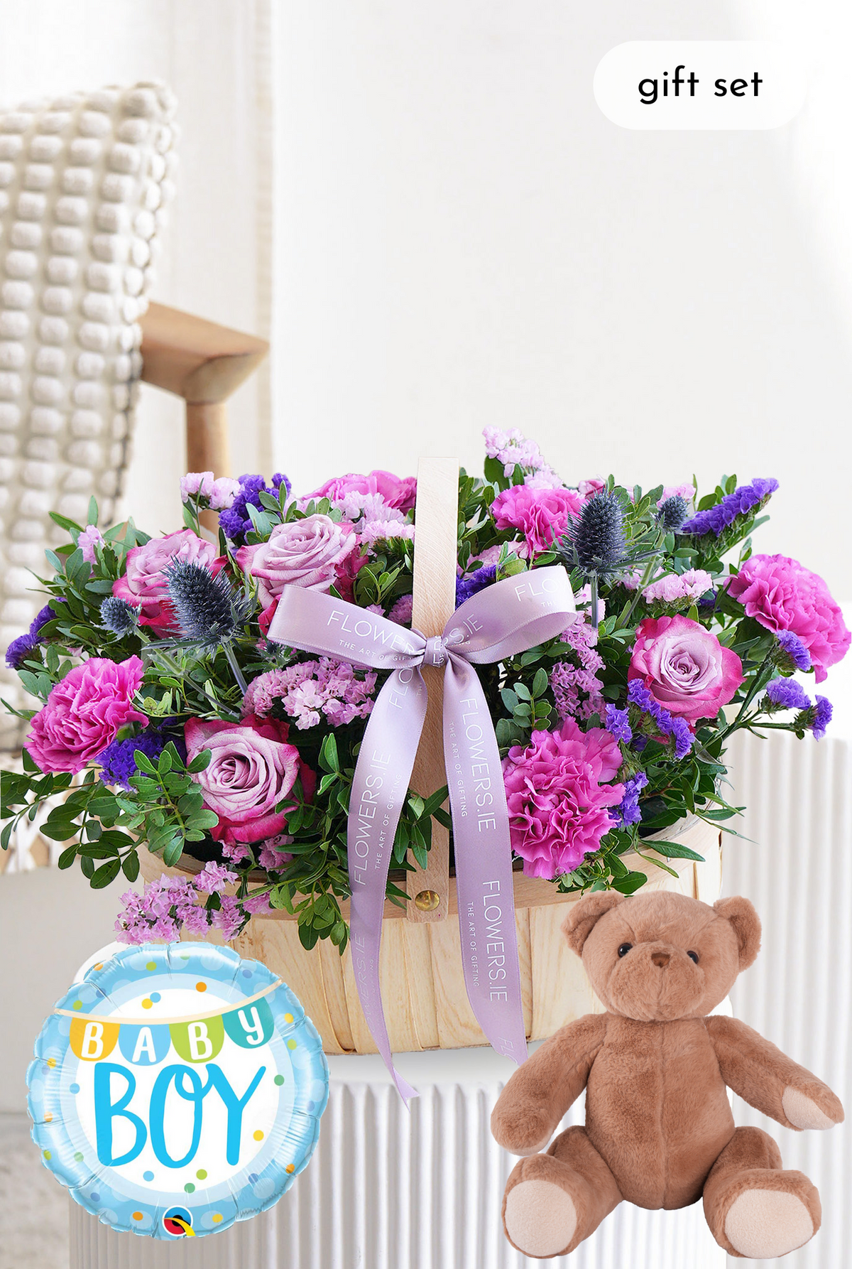 Baby Boy Lavender Floral - Basket Gift Set