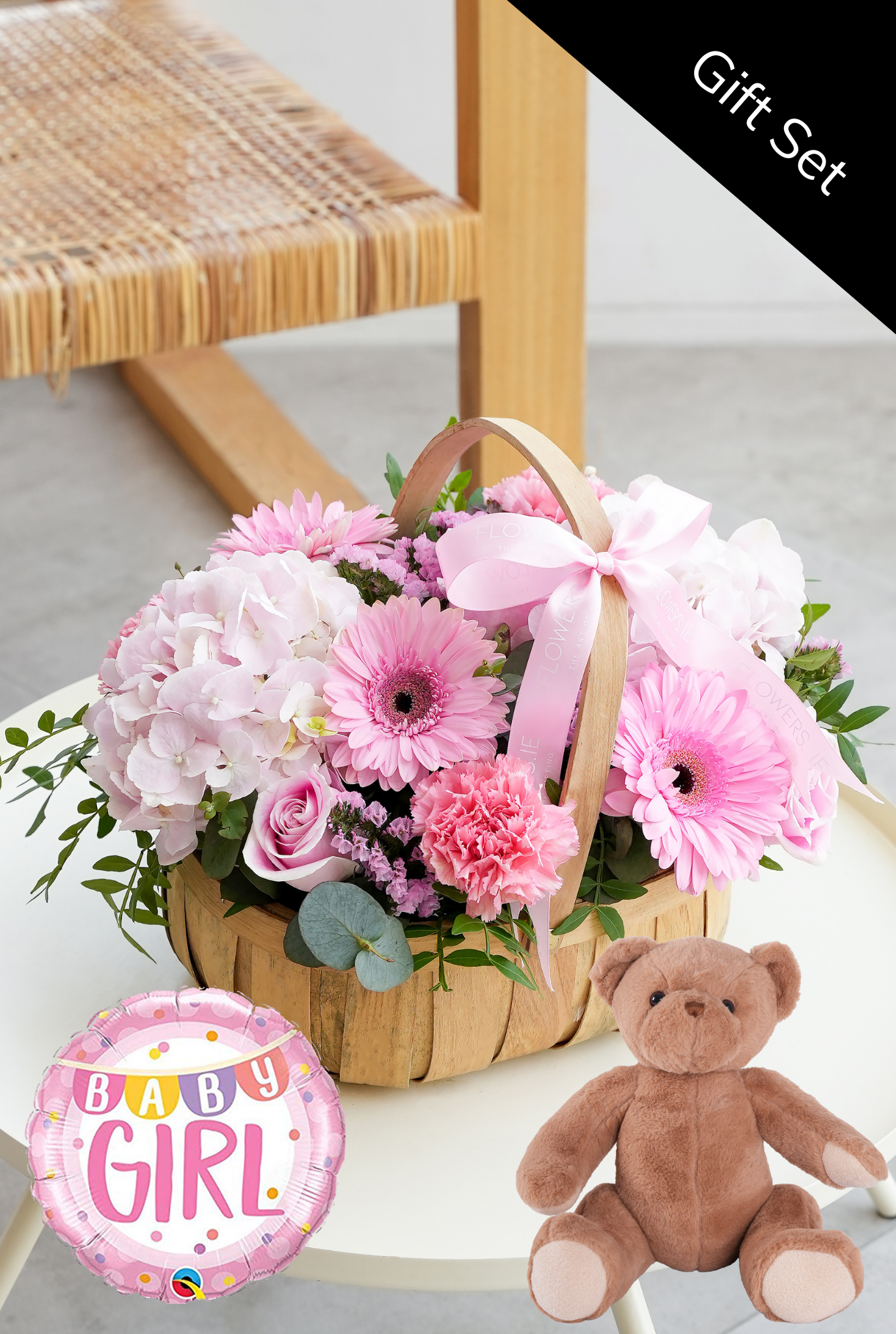 Baby Girl Pretty Pink Basket Gift Set