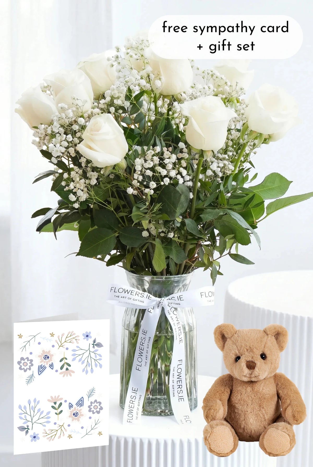 Sympathy 12 White Roses - Vase