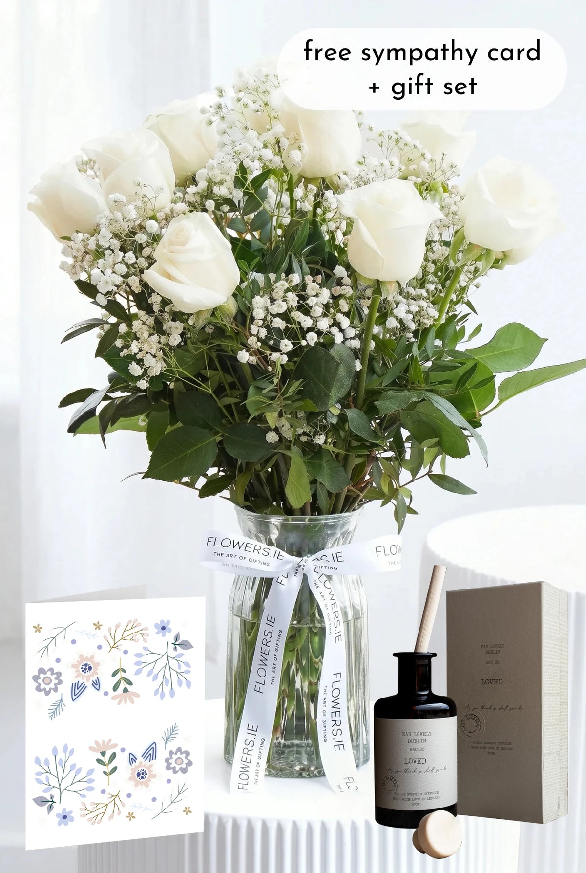Sympathy 12 White Roses - Vase