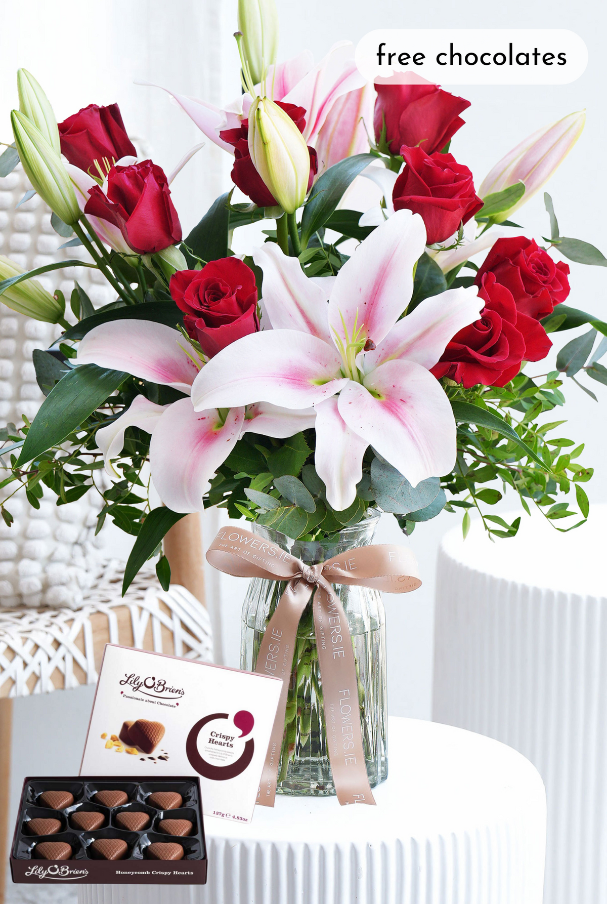 Thank you Red Roses and Pink Lily - Vase