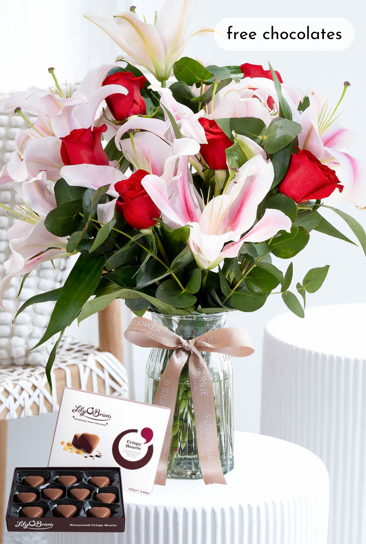 Thank you Red Roses and Pink Lily - Vase