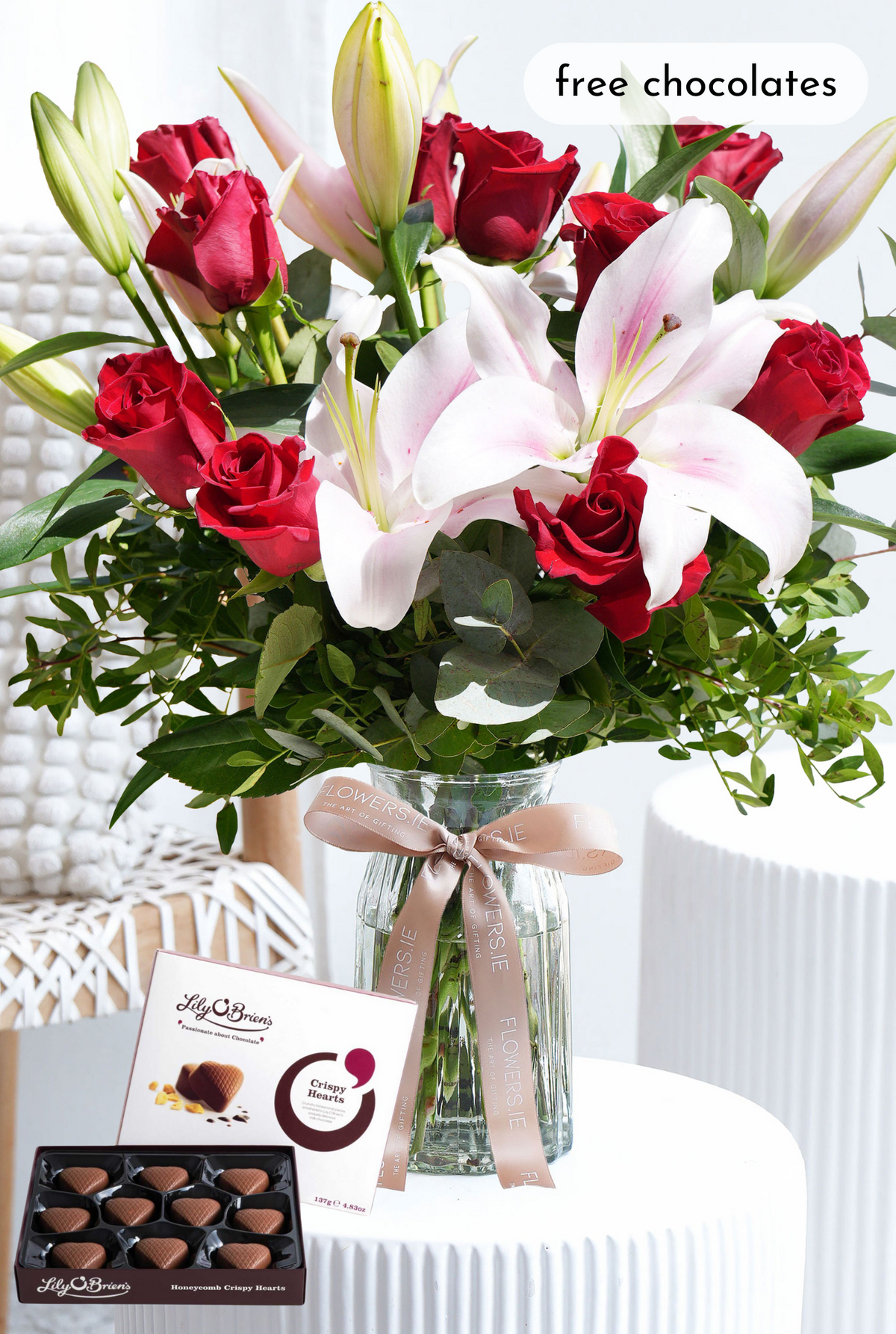 Thank you Red Roses and Pink Lily - Vase