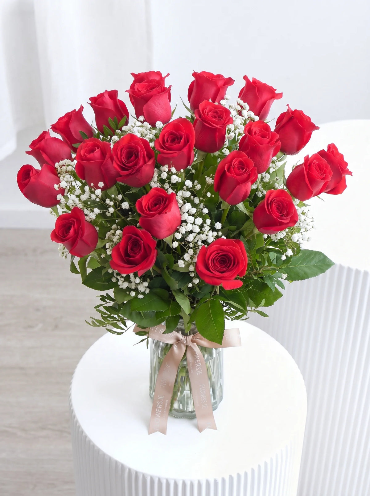 24 Long Stem Red Roses - Vase