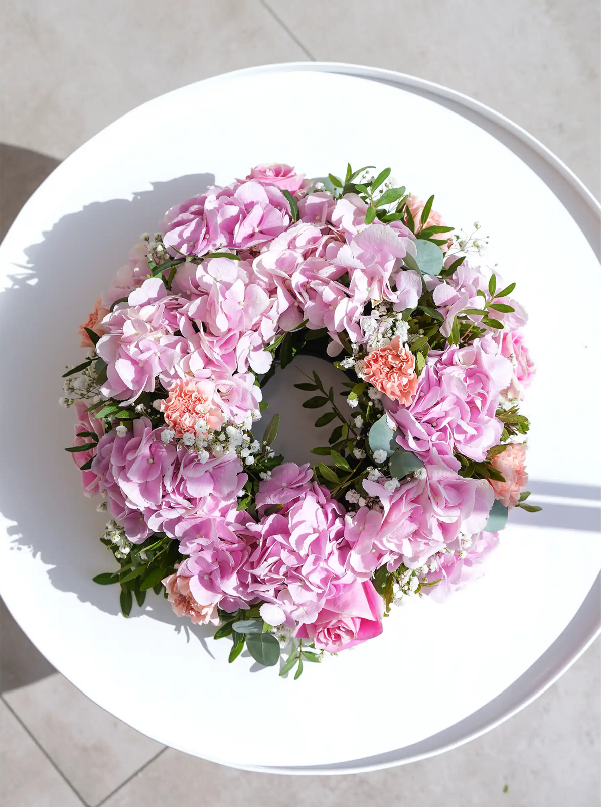 Pretty Pink Funeral Wreath