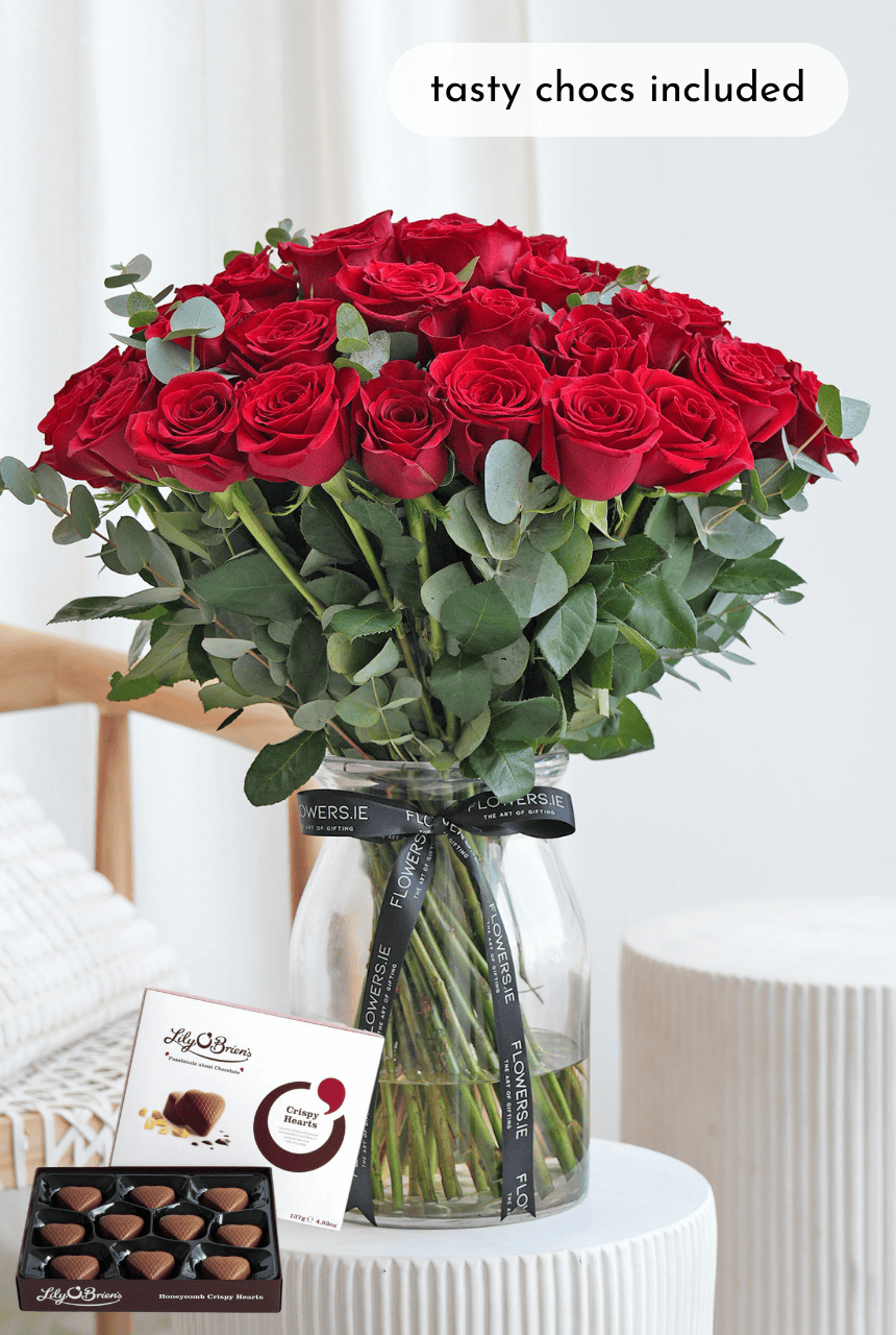 Valentine 50 Red Roses Supreme - Vase