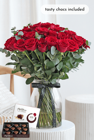 Valentine 50 Red Roses Supreme - Vase