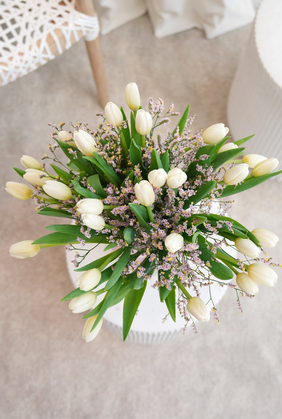 Valentine Luxury White Tulips - Vase with Heart Balloon