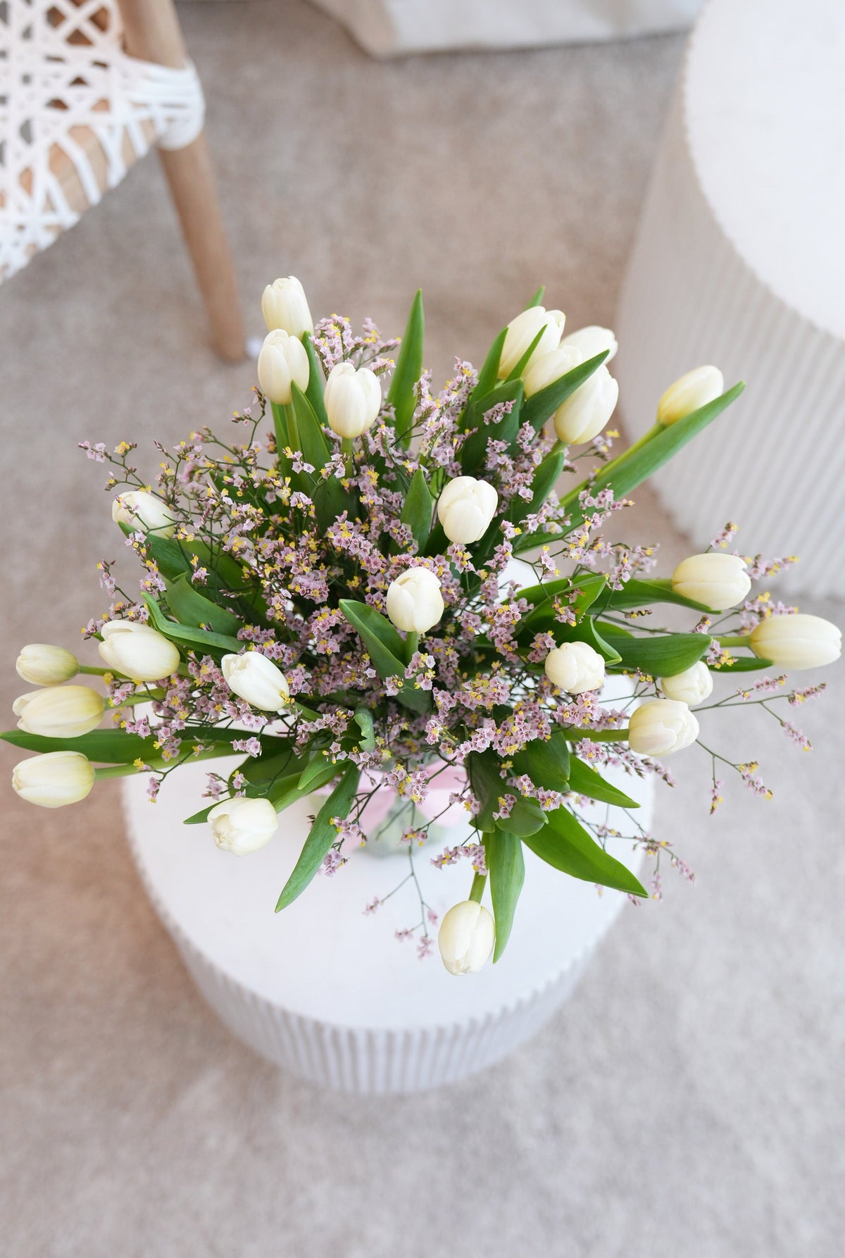 Valentine Luxury White Tulips - Vase with Heart Balloon