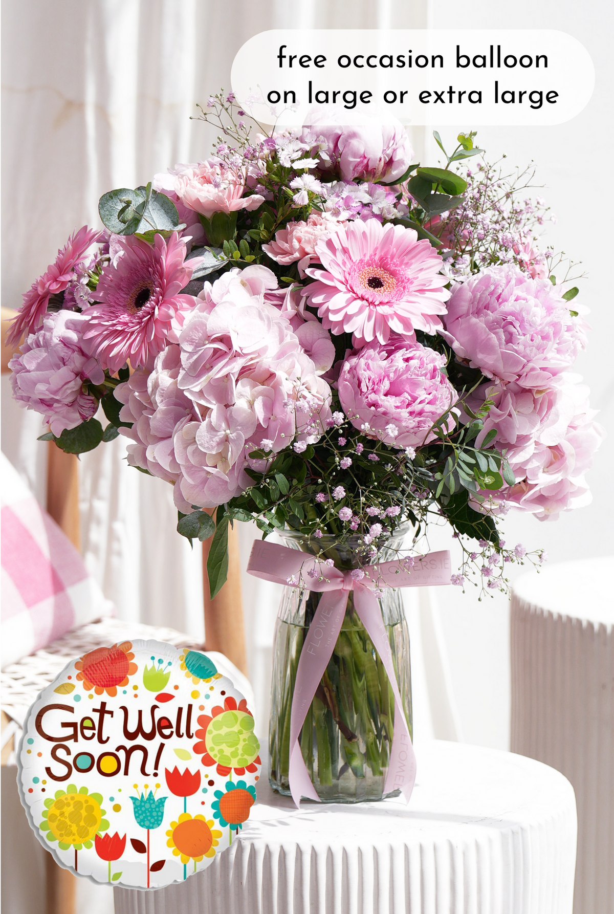 Get Well Peony Pretty Pink - Vase