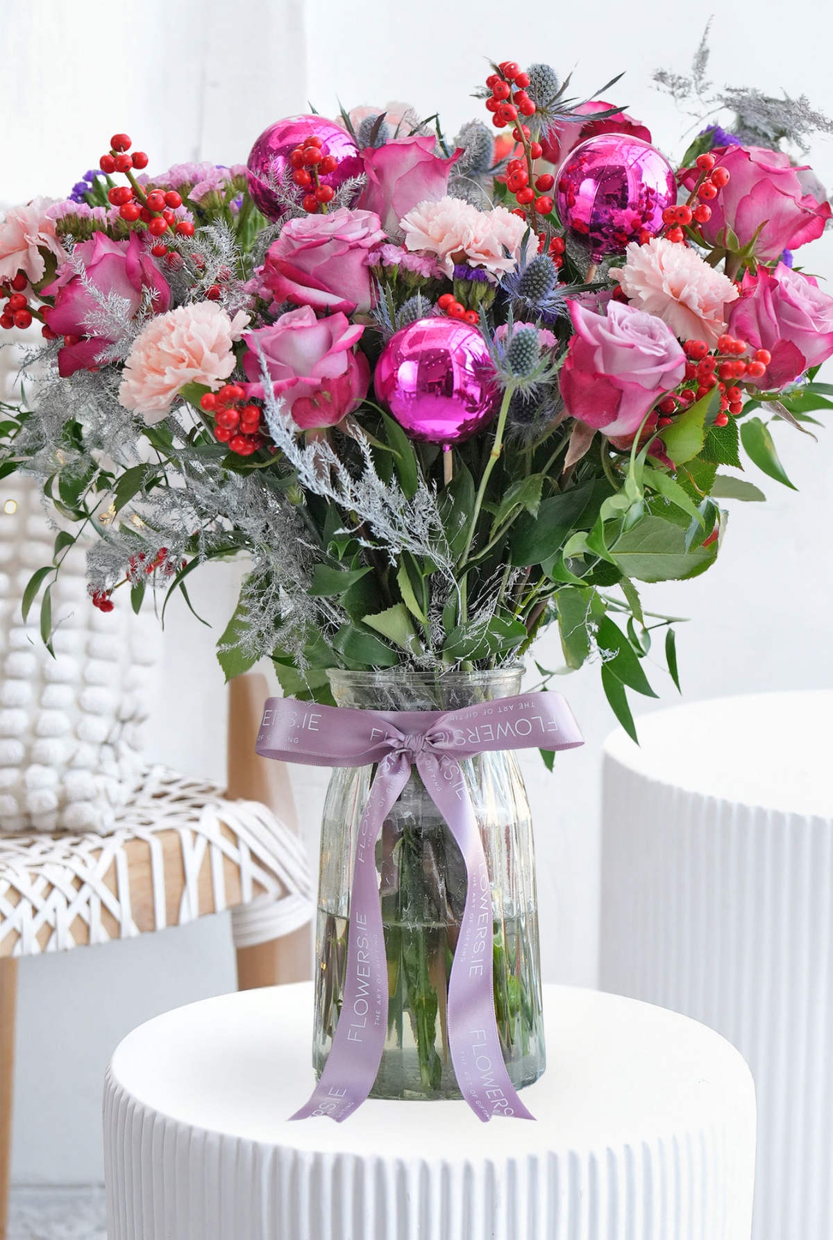 Lavender Floral Christmas Vase