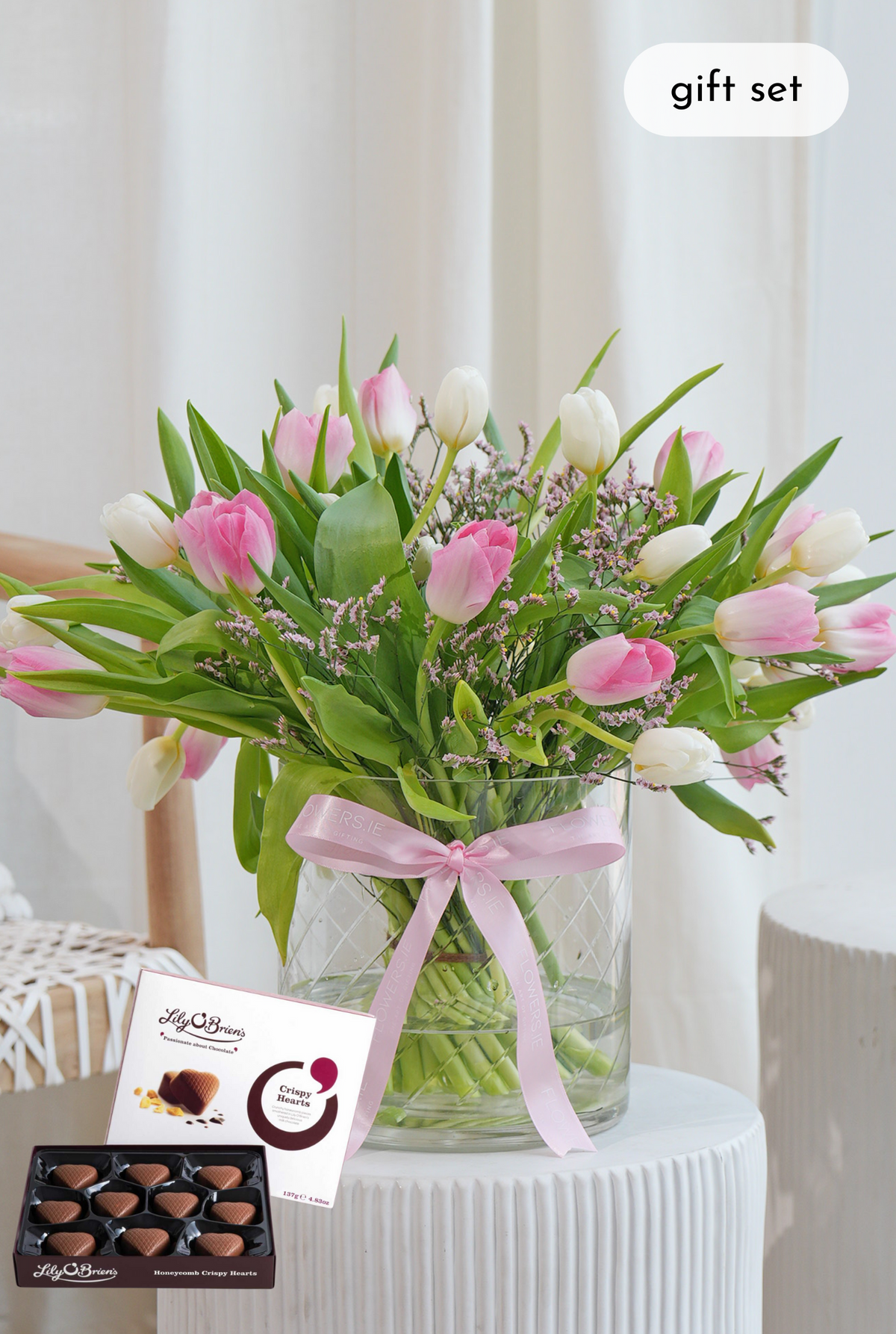 Luxury Pink and White Tulips - Vase