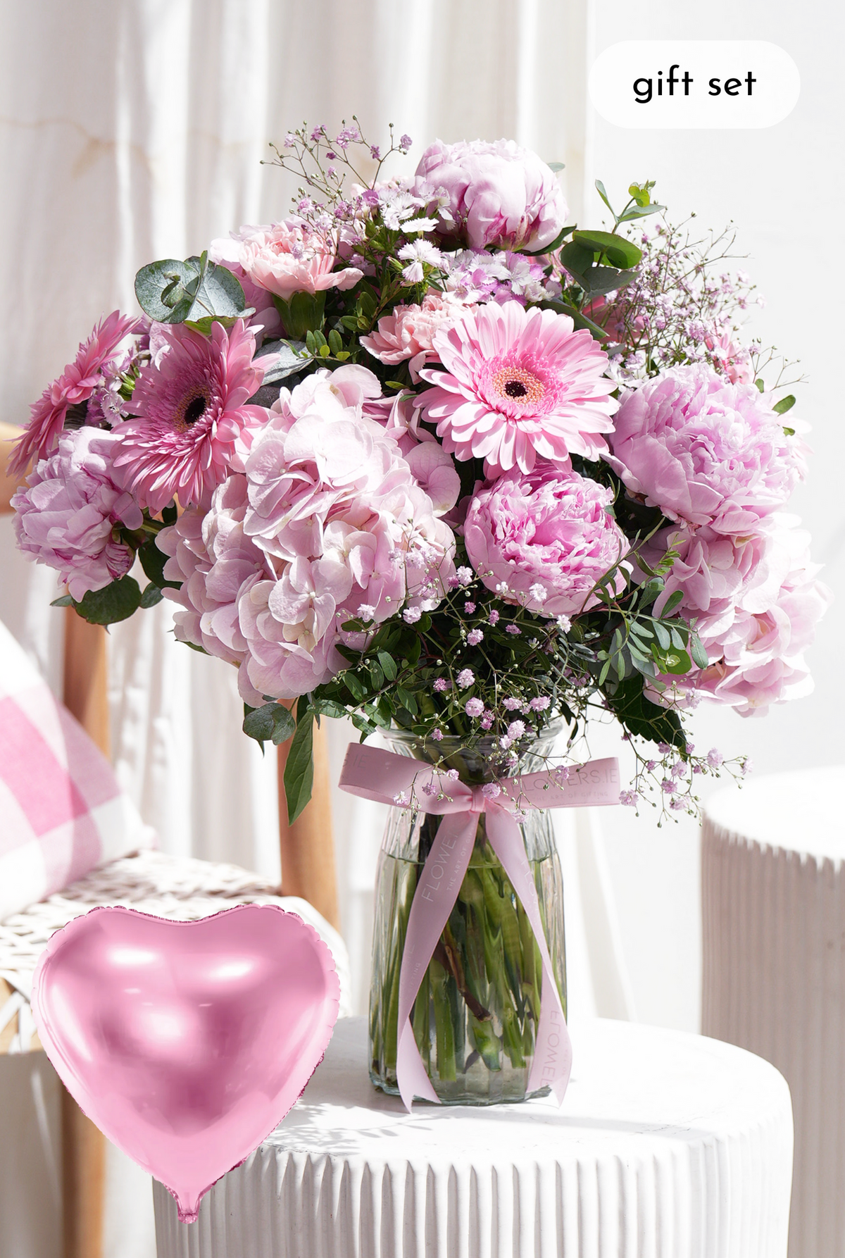 Peony Pretty Pink - Vase Gift Set