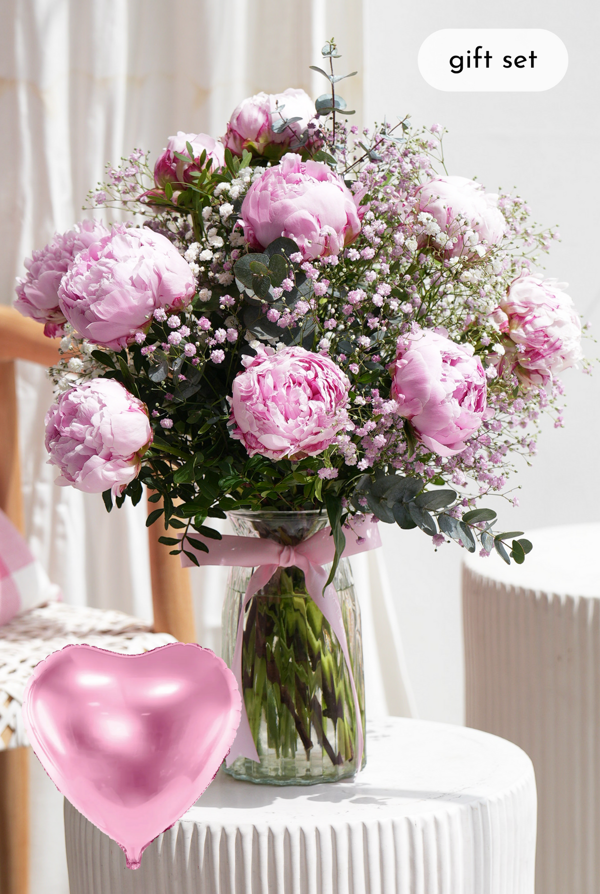 Luxury Pink Peony - Vase Gift Set